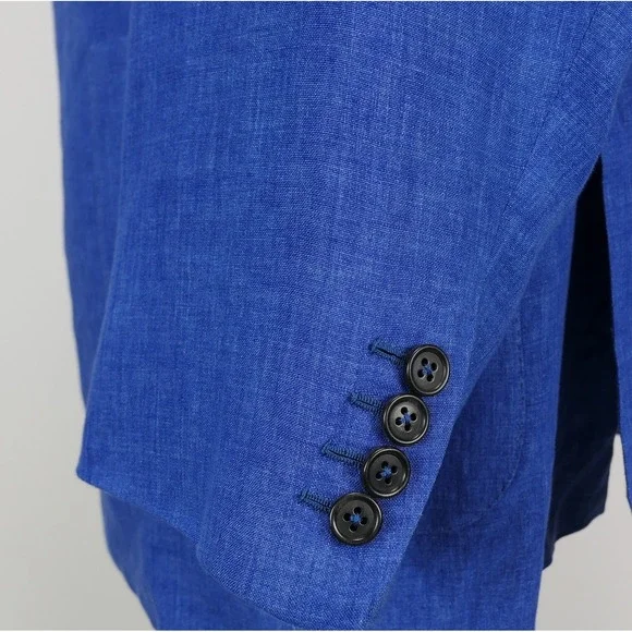 Oxxford Clothes 48L Linen Sport Coat Custom Holland & Sherry Blue Blazer 2022